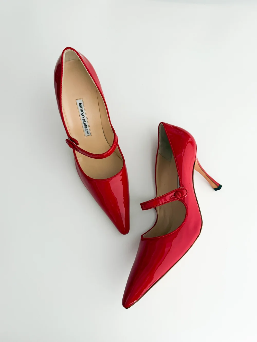 Manolo Blahnik Iconic Red Patent Leather Mary Jane Heels (IT 42